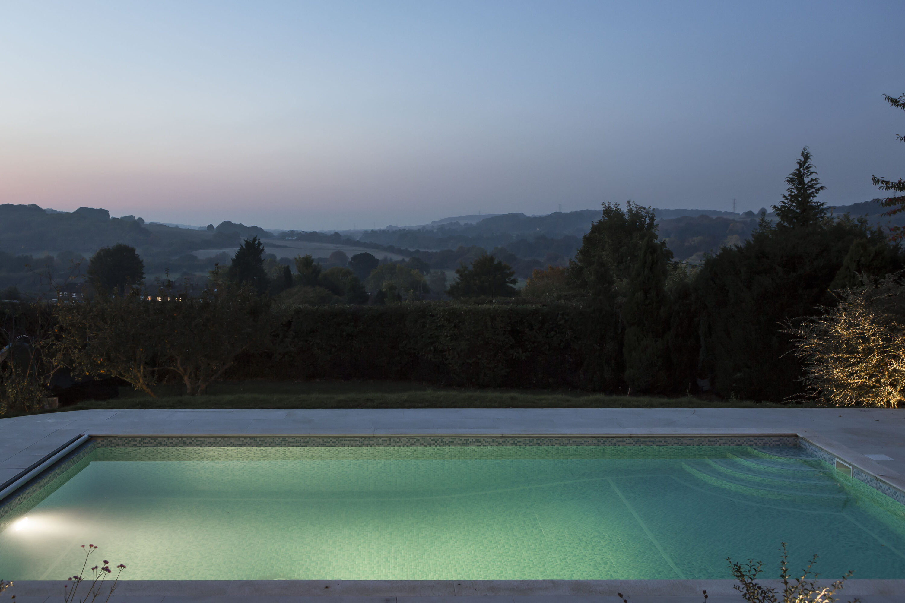 Luxury swimming pool country home landscaping