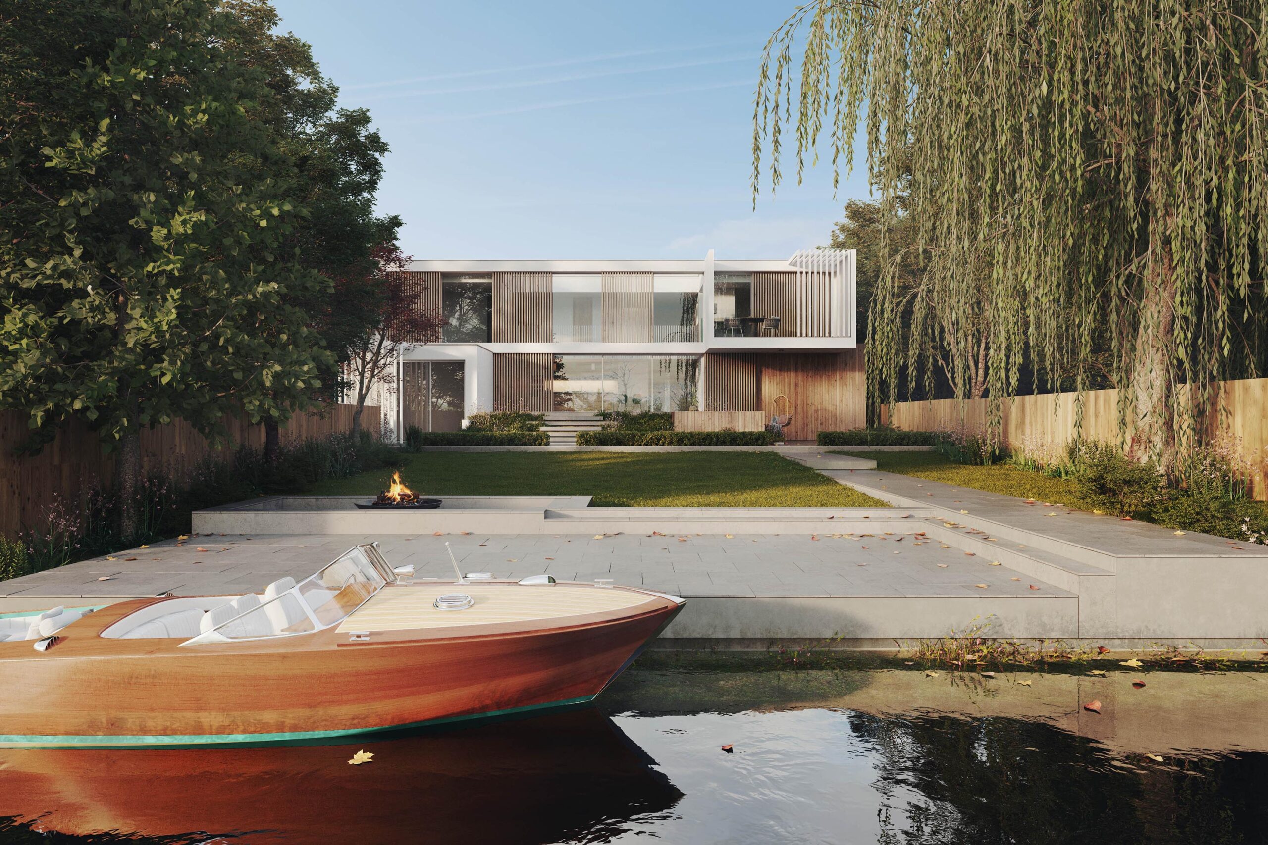 Contemporary riverside render
