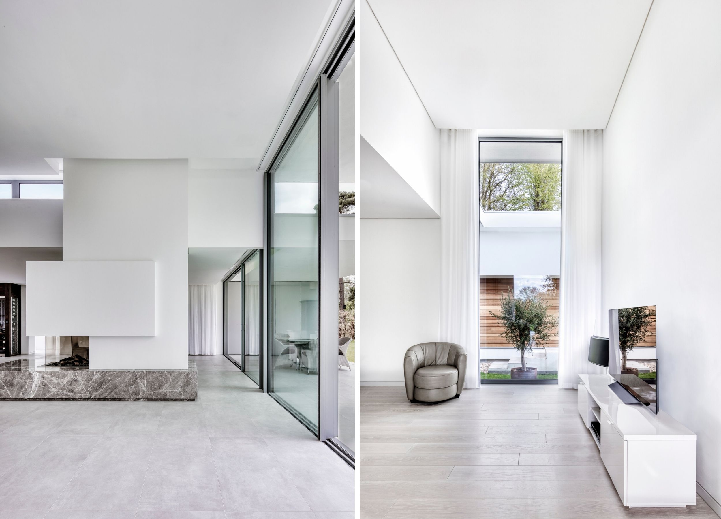 Bright white lines modern interior design