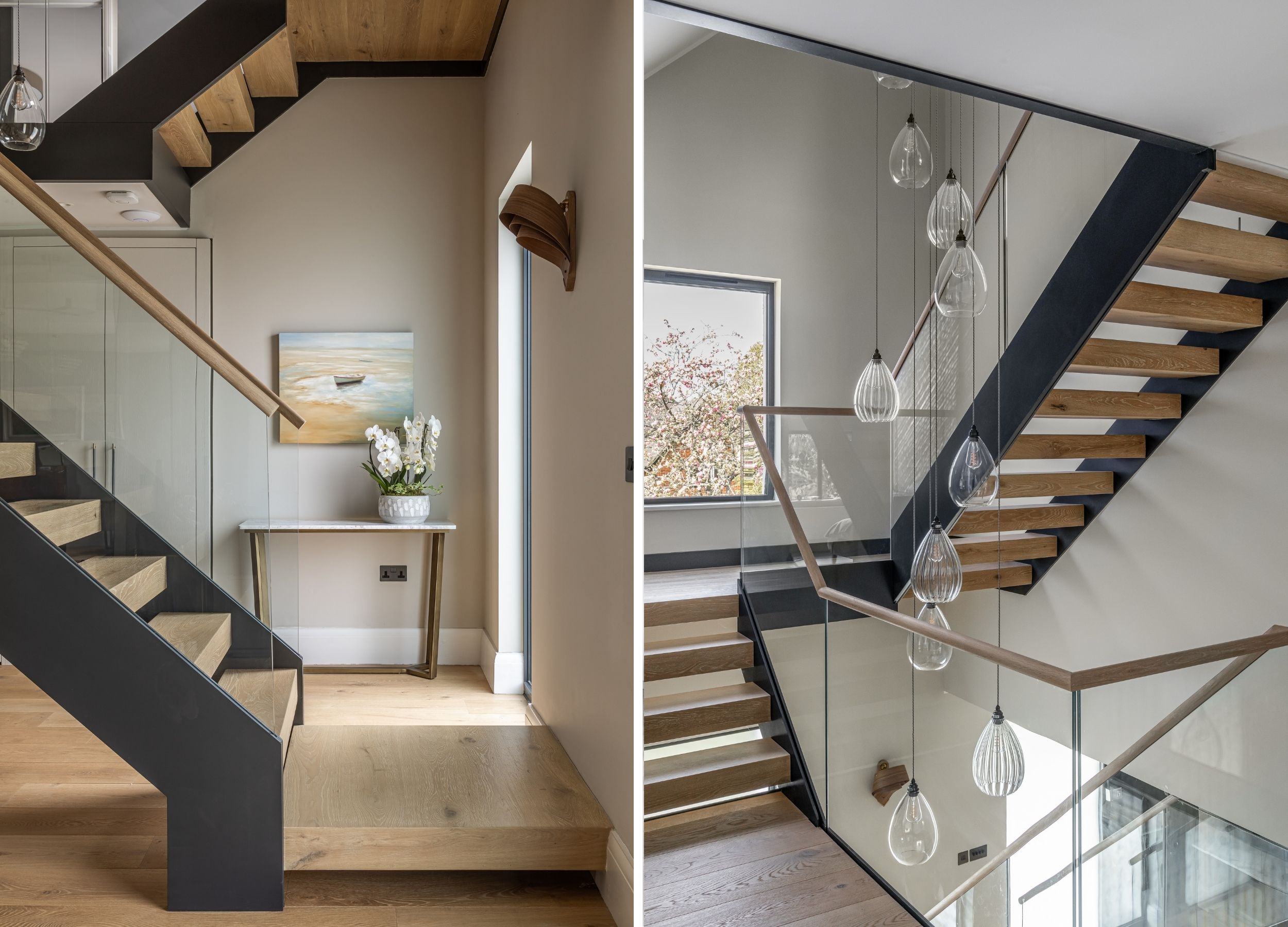 High end architectural staircase interior renovations
