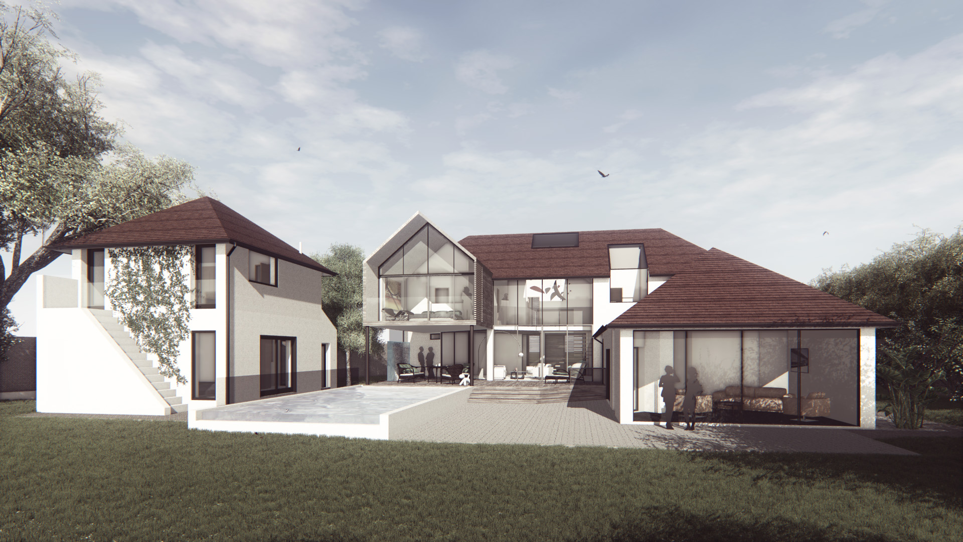 glazed new build English country replacement home