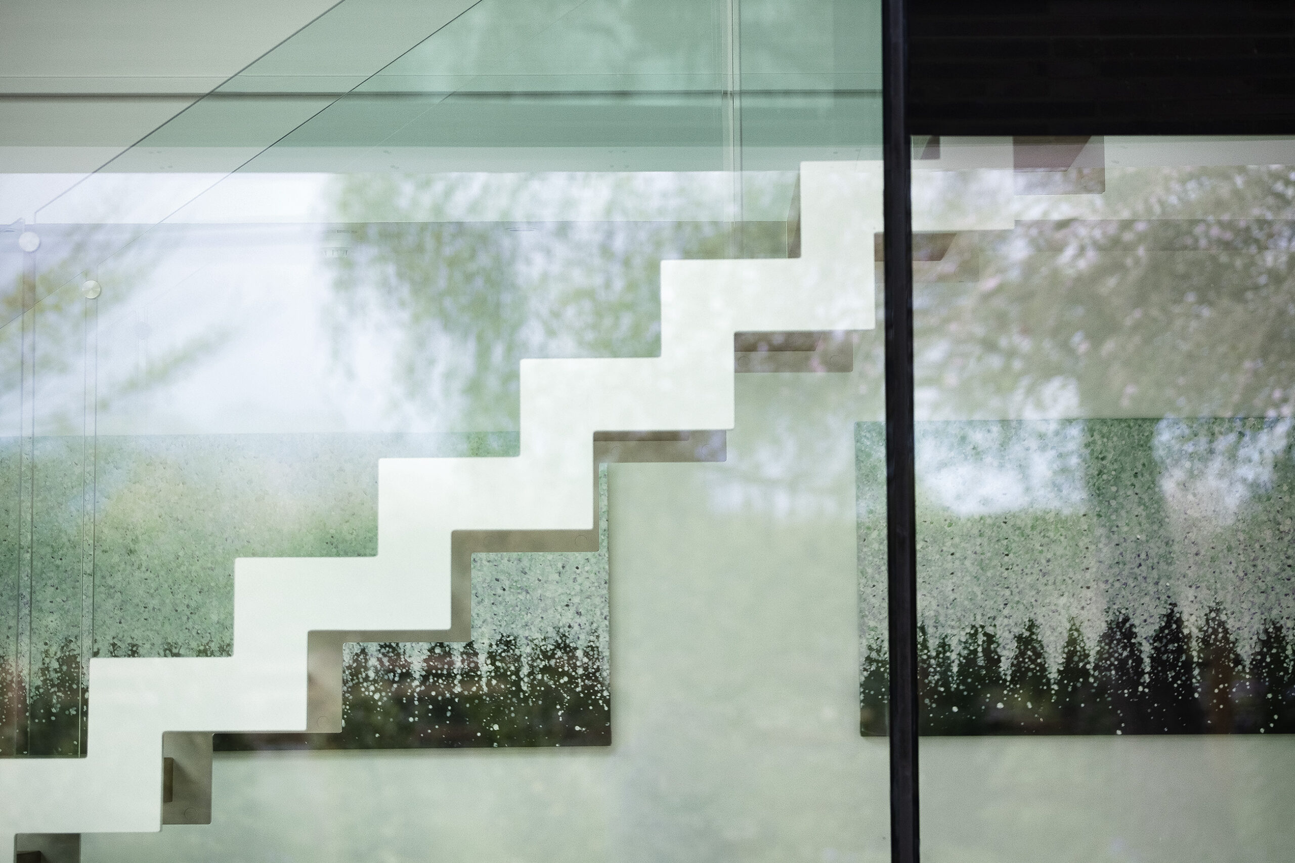 Floating glass stairs luxury interior designers
