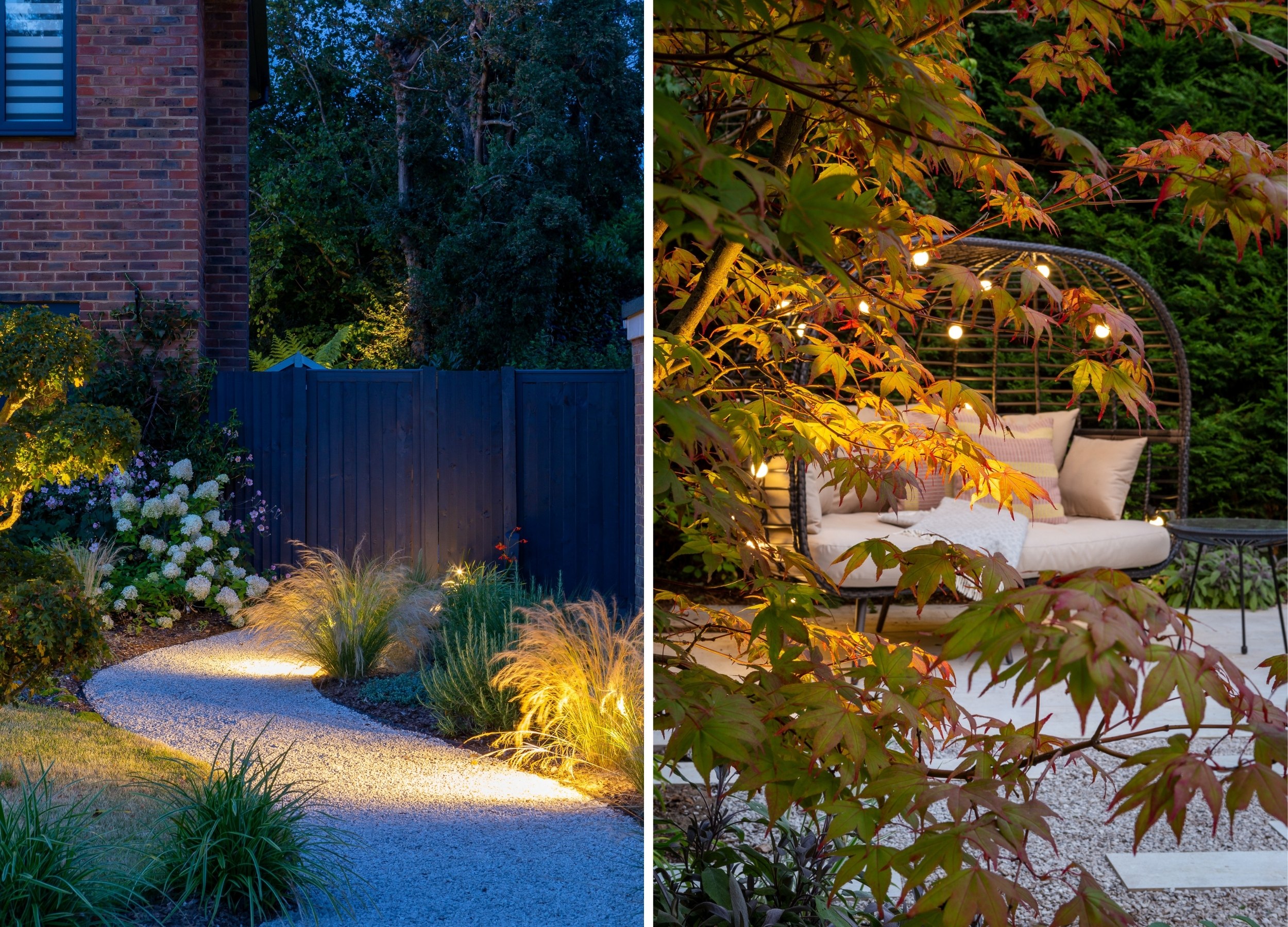 Stunning garden design at night