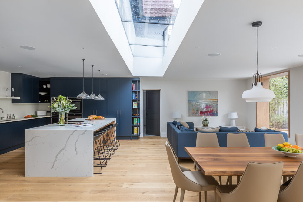 Open plan modern family living interior design