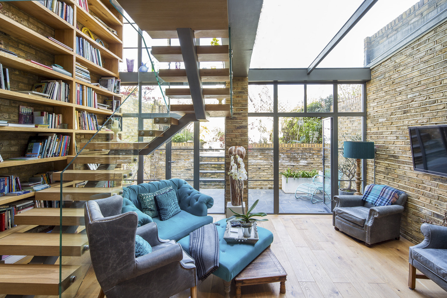 Double height home library design renovation