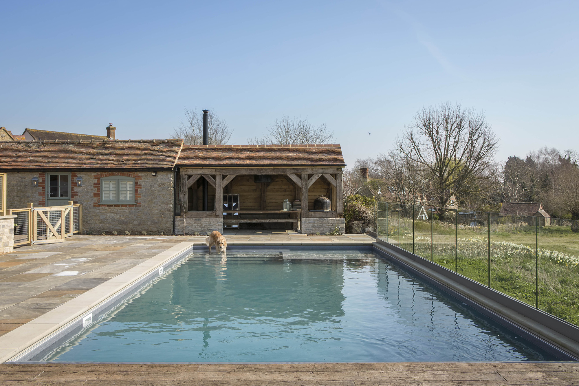 Outdoor pool luxury cottage landscaping country holiday home