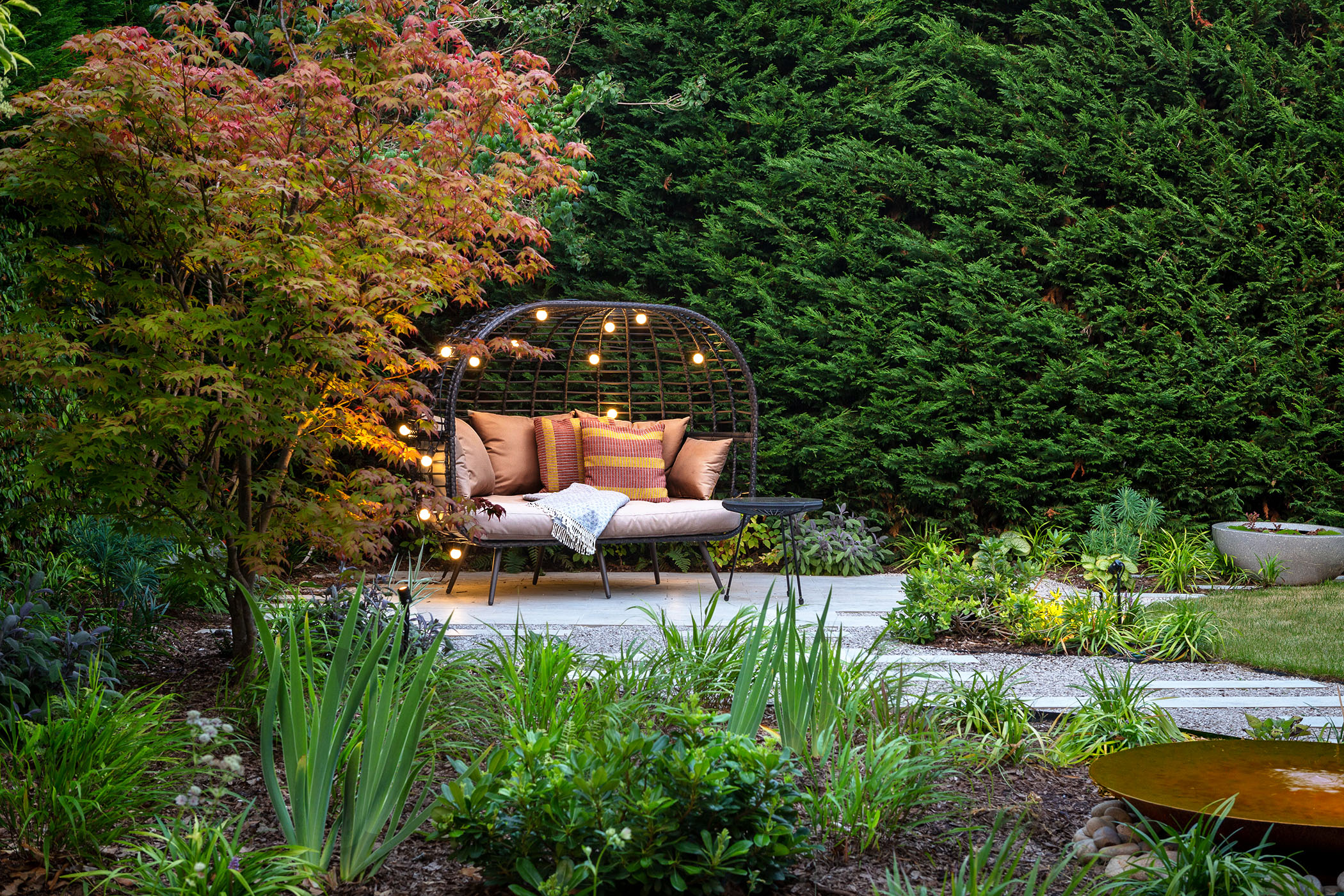 Japanese green planting garden design family home