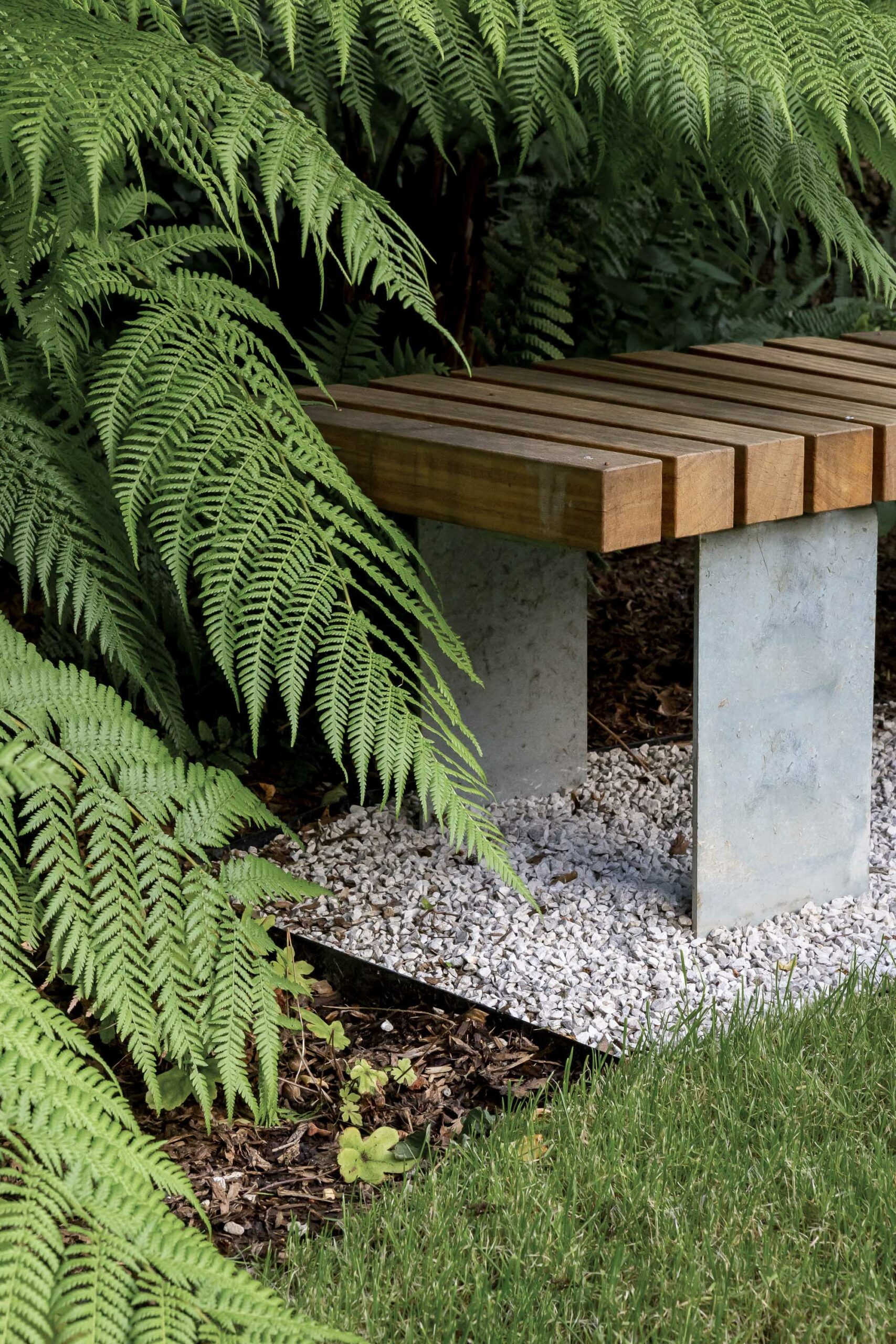Green garden planting design bench