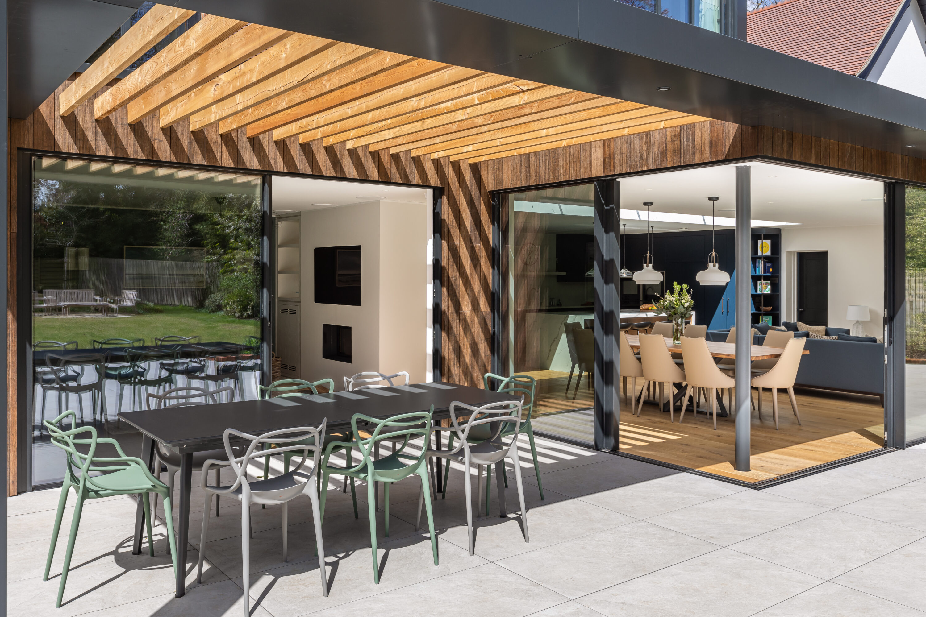 Patio outdoor seating adjustable louvre roof