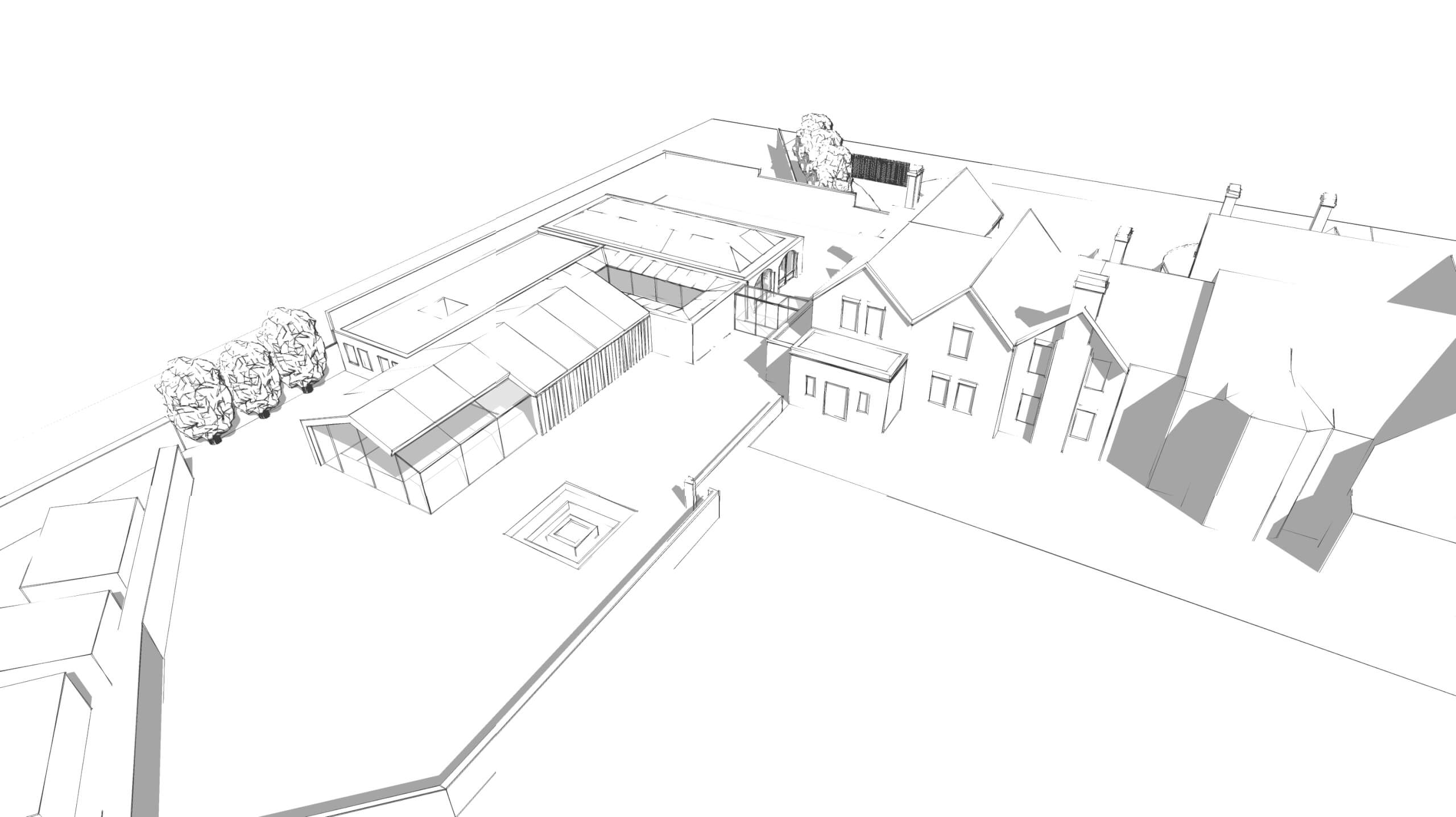 Luxury glazed garage design sketch