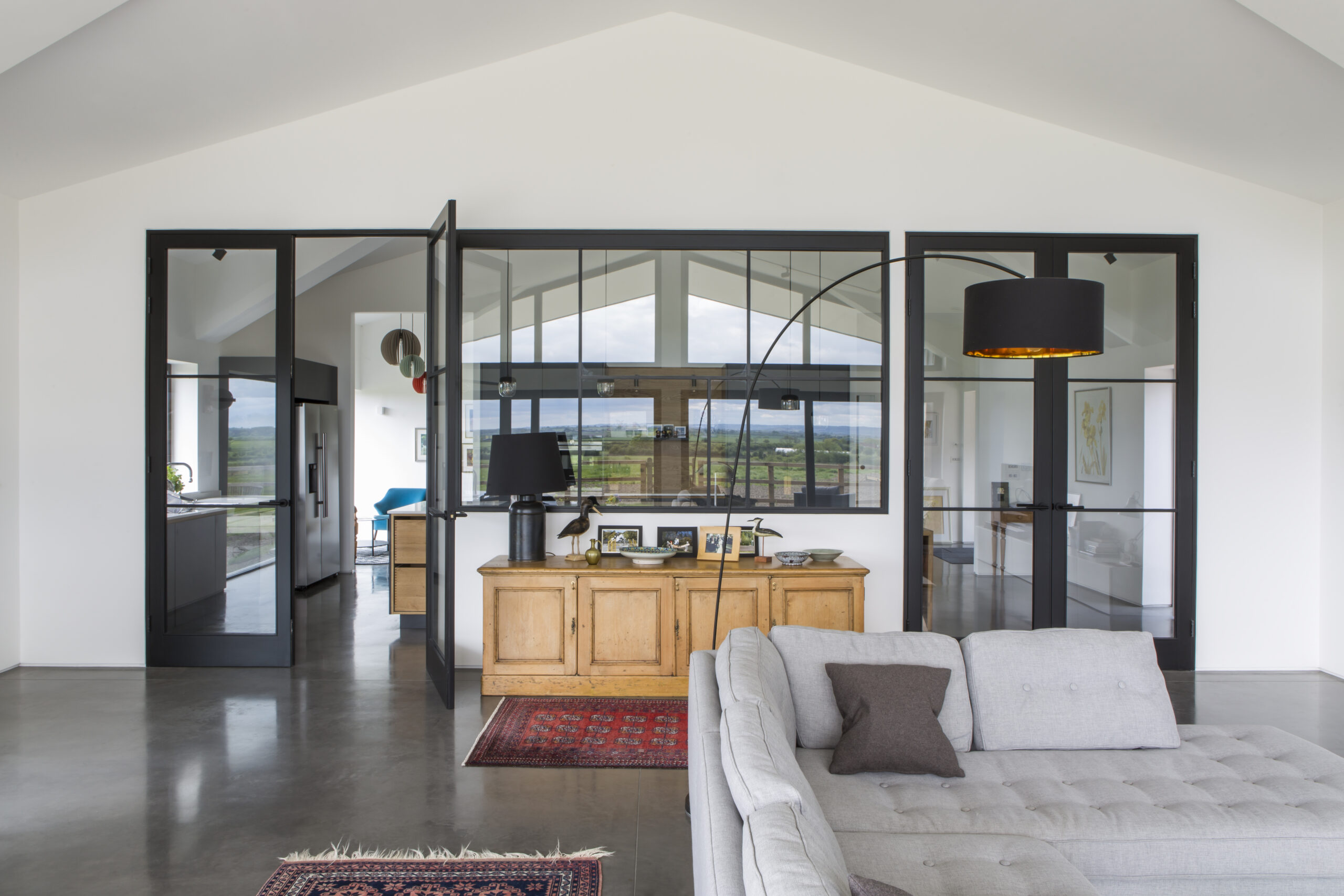 Modern barn conversion living room interior