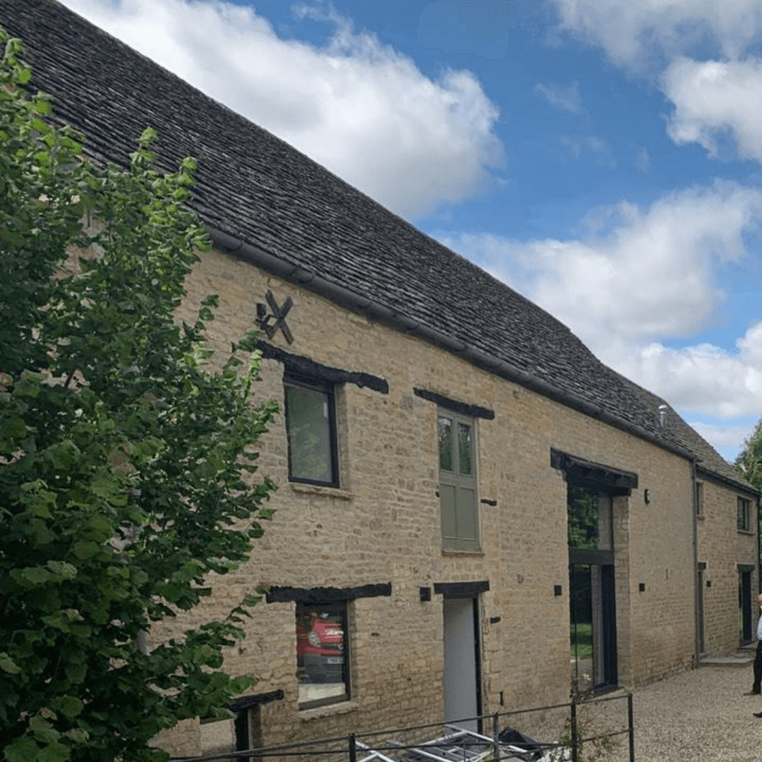 Barn conversion double height sliding door design