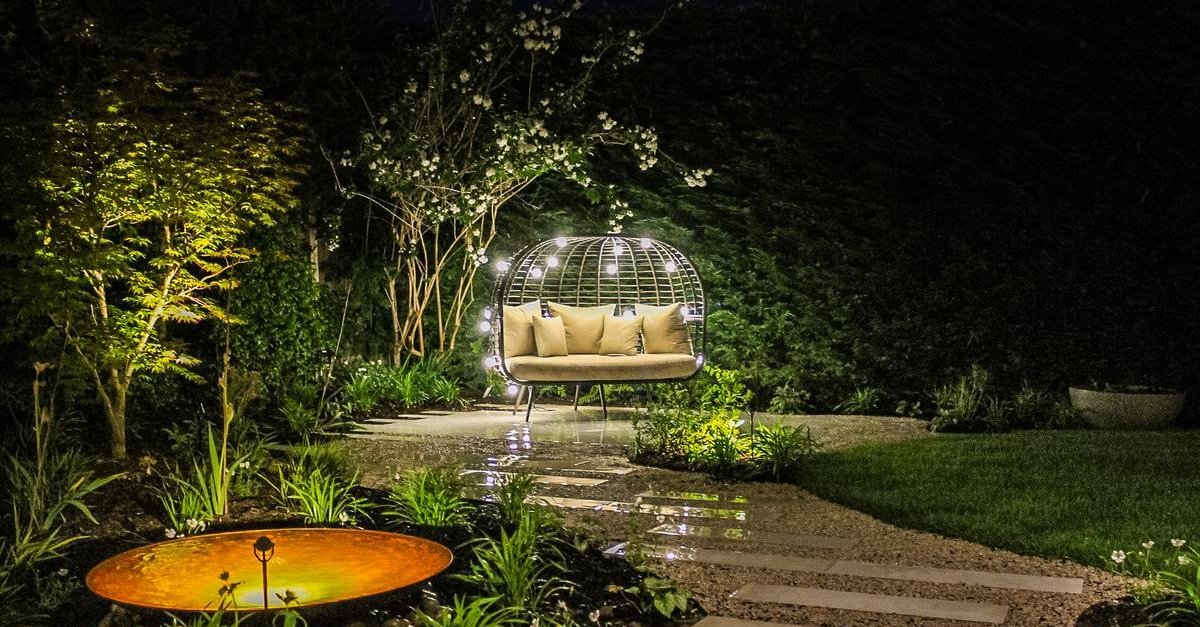Japanese garden nighttime seating