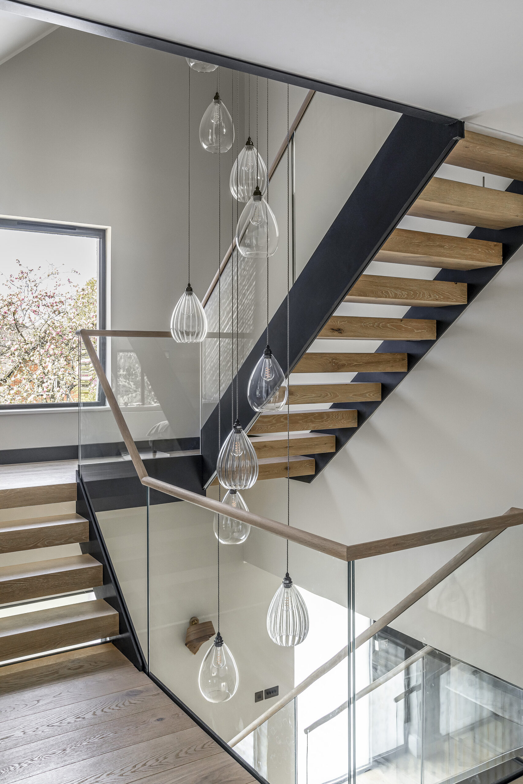 Hanging pendant lights modern family home renovation