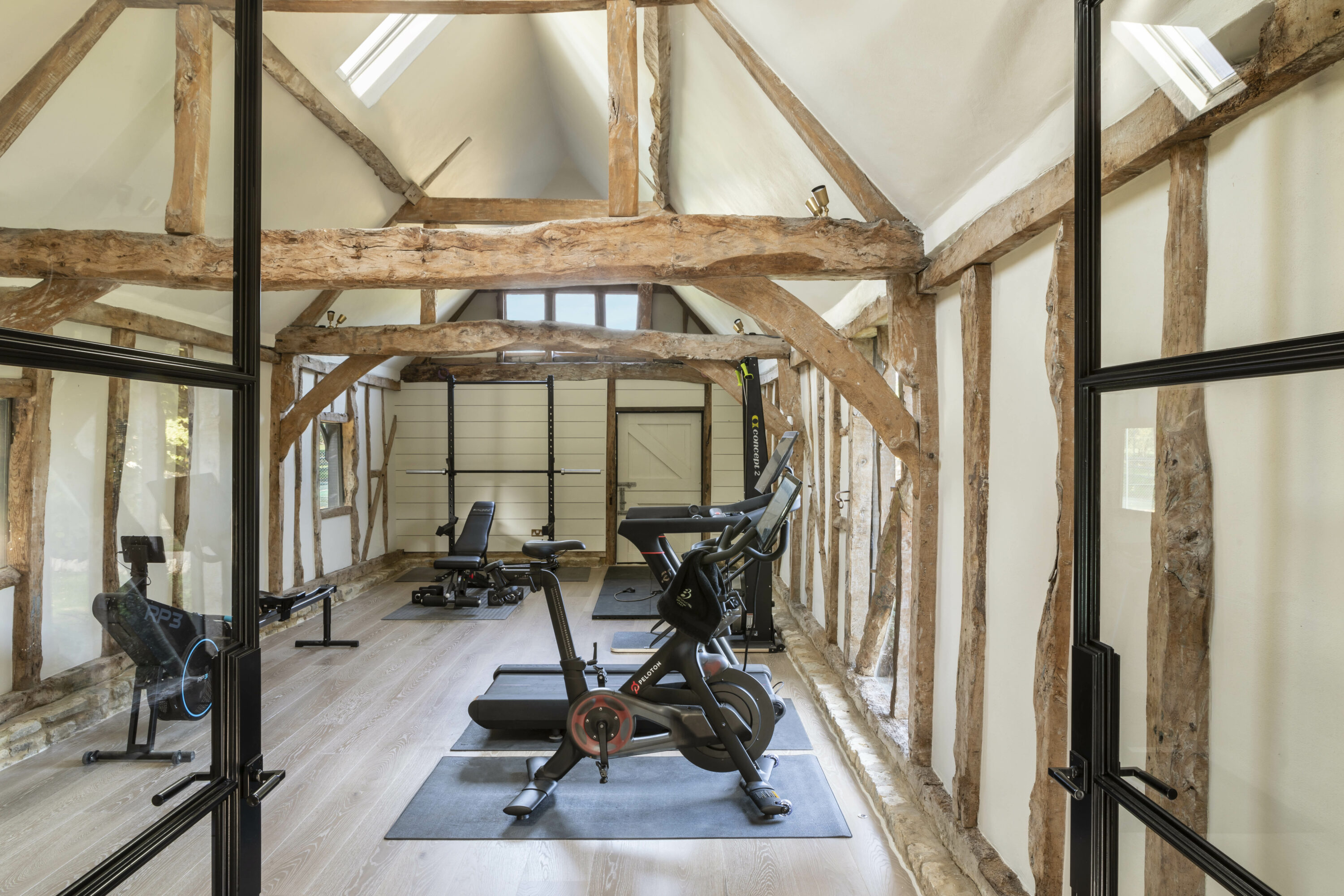 A Contemporary Home Gym in a Renovated Barn
